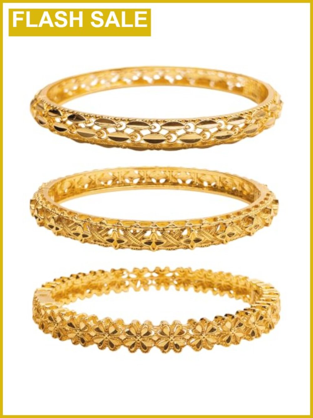 18K Gold Plated Hollow Out Carving Bangle Bracelet Set Stackable